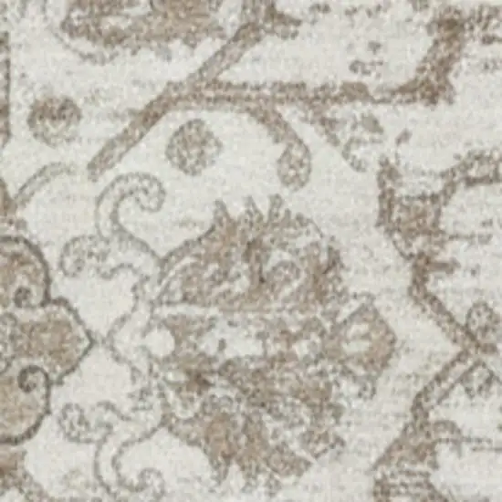 Cream Gray And Light Brown Medallion Area Rug Photo 4