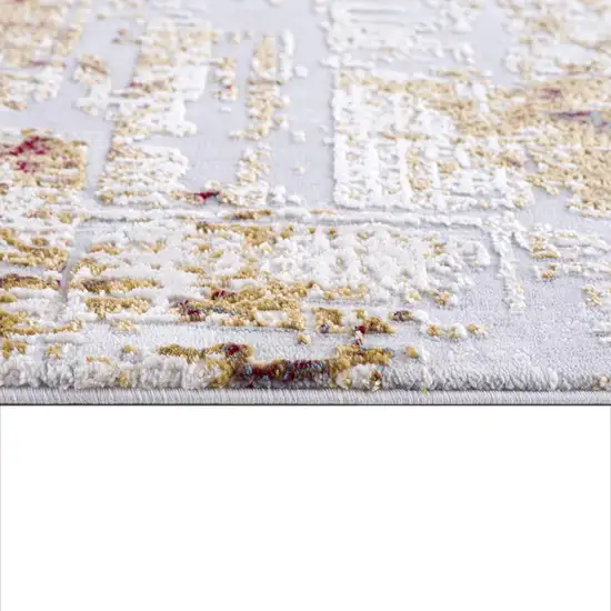 Abstract Beige And Gold Modern Area Rug Photo 4
