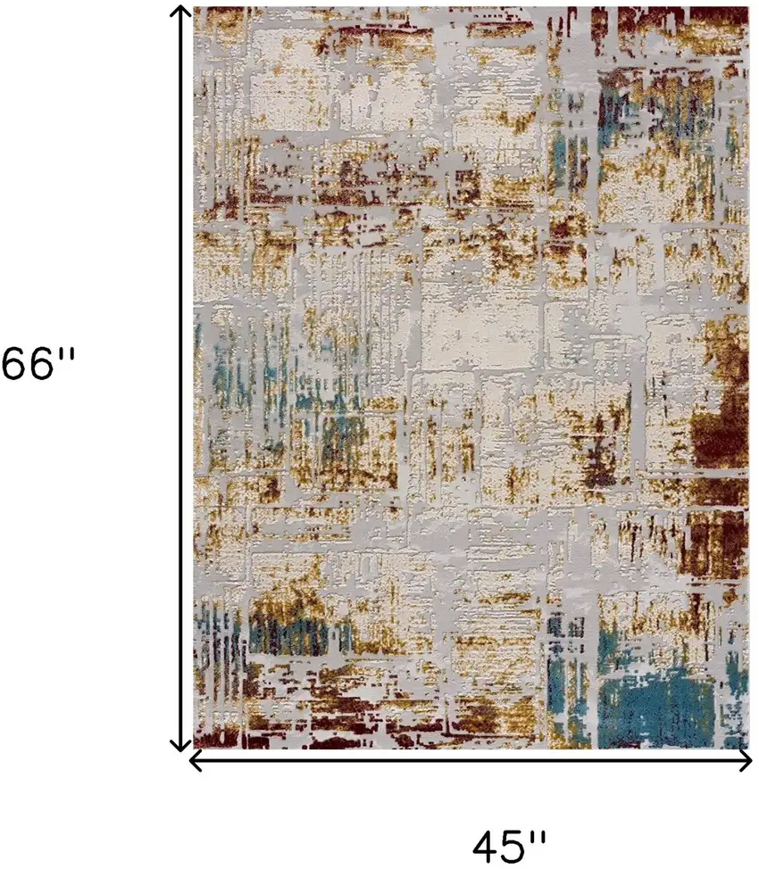 Abstract Beige and Gold Modern Area Rug Photo 8