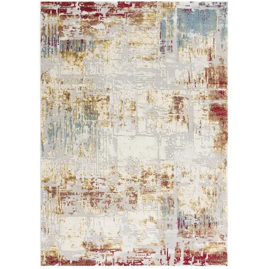 Abstract Beige and Gold Modern Area Rug Photo 4