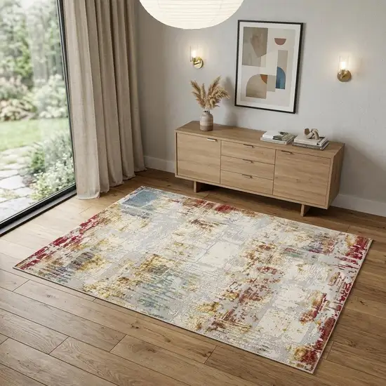 Abstract Beige And Gold Modern Area Rug Photo 1