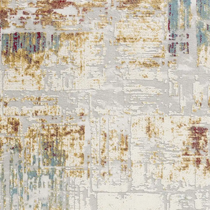 Abstract Beige And Gold Modern Area Rug Photo 5