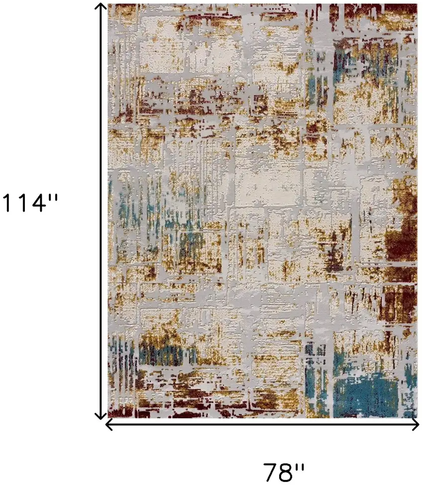 Abstract Beige and Gold Modern Area Rug Photo 7