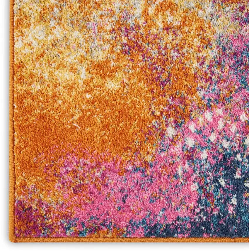 Blue And Orange Abstract Area Rug Photo 7