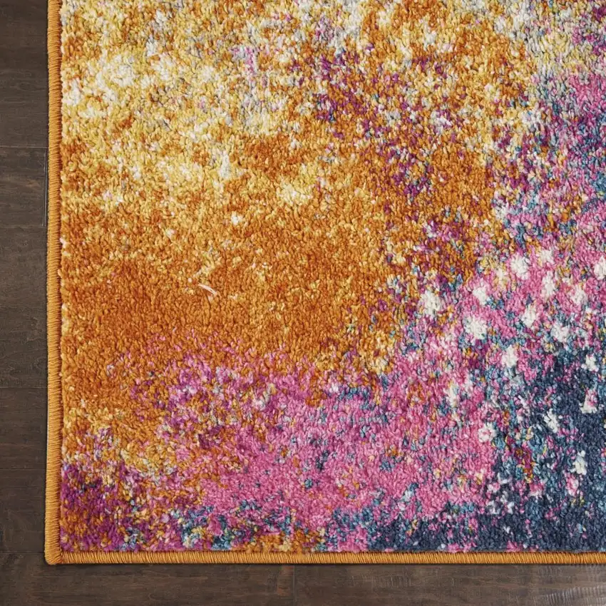 Blue And Orange Abstract Area Rug Photo 9