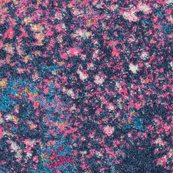 4' Blue And Orange Abstract Round Rug Photo 7