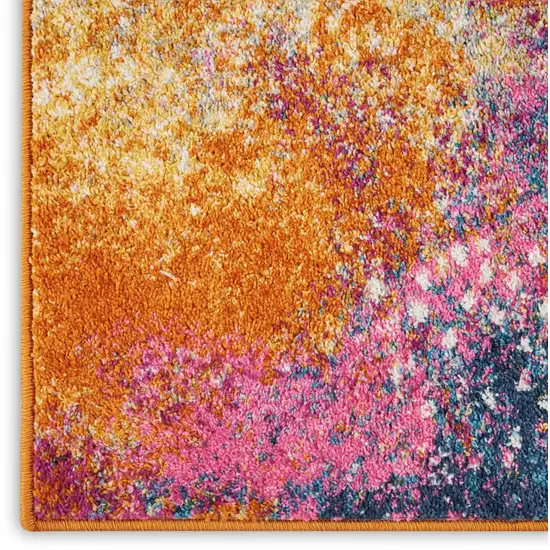 Blue And Orange Abstract Area Rug Photo 7