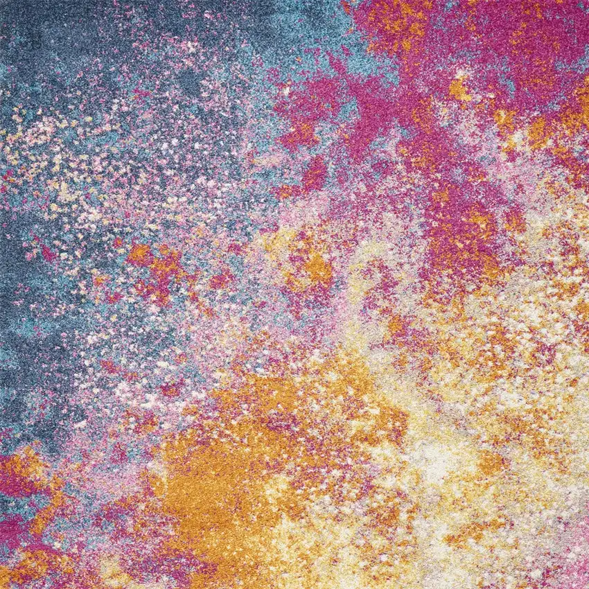 Blue And Orange Abstract Area Rug Photo 8