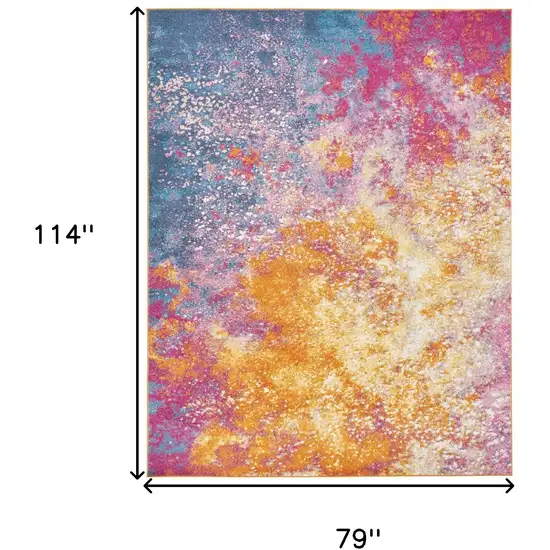 Blue And Orange Abstract Area Rug Photo 9