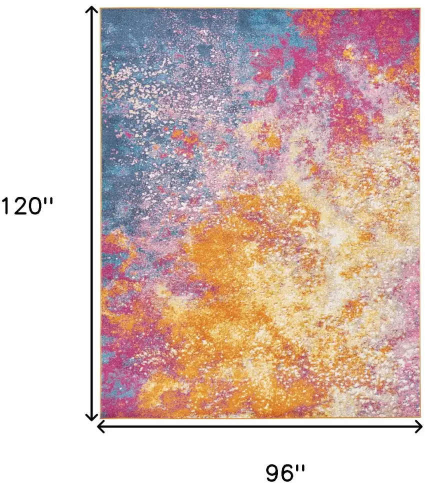 Blue And Orange Abstract Area Rug Photo 8