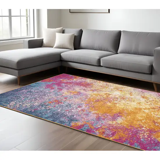 Blue And Orange Abstract Area Rug Photo 2