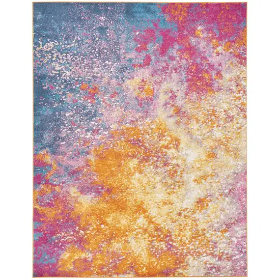Blue And Orange Abstract Area Rug Photo 7