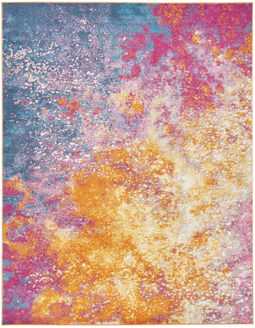 Blue And Orange Abstract Area Rug Photo 7