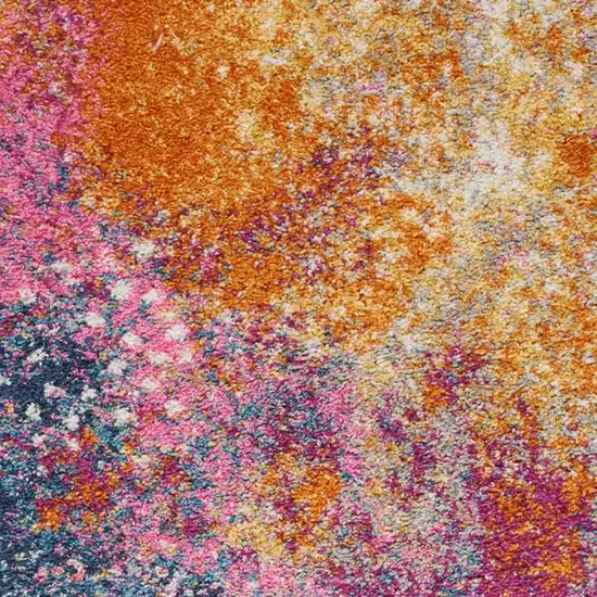 10' Blue And Orange Abstract Runner Rug Photo 5