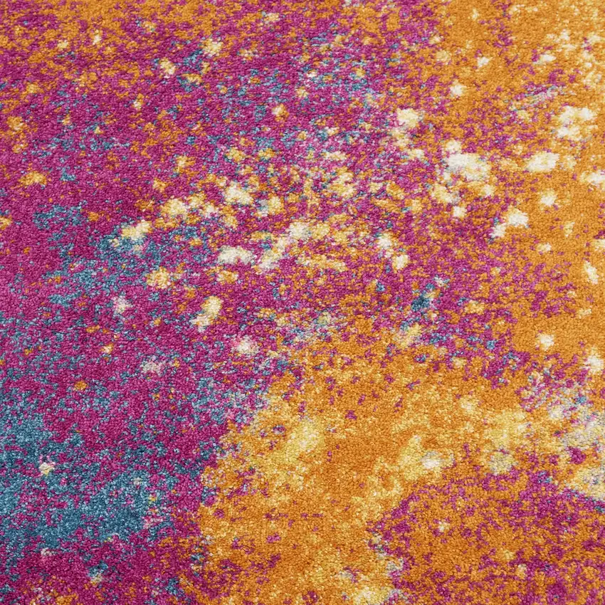 10' Blue And Orange Abstract Runner Rug Photo 1