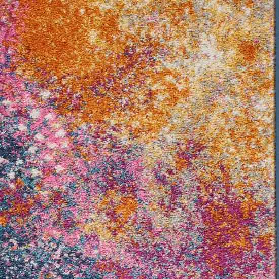 8' Blue And Orange Abstract Runner Rug Photo 5