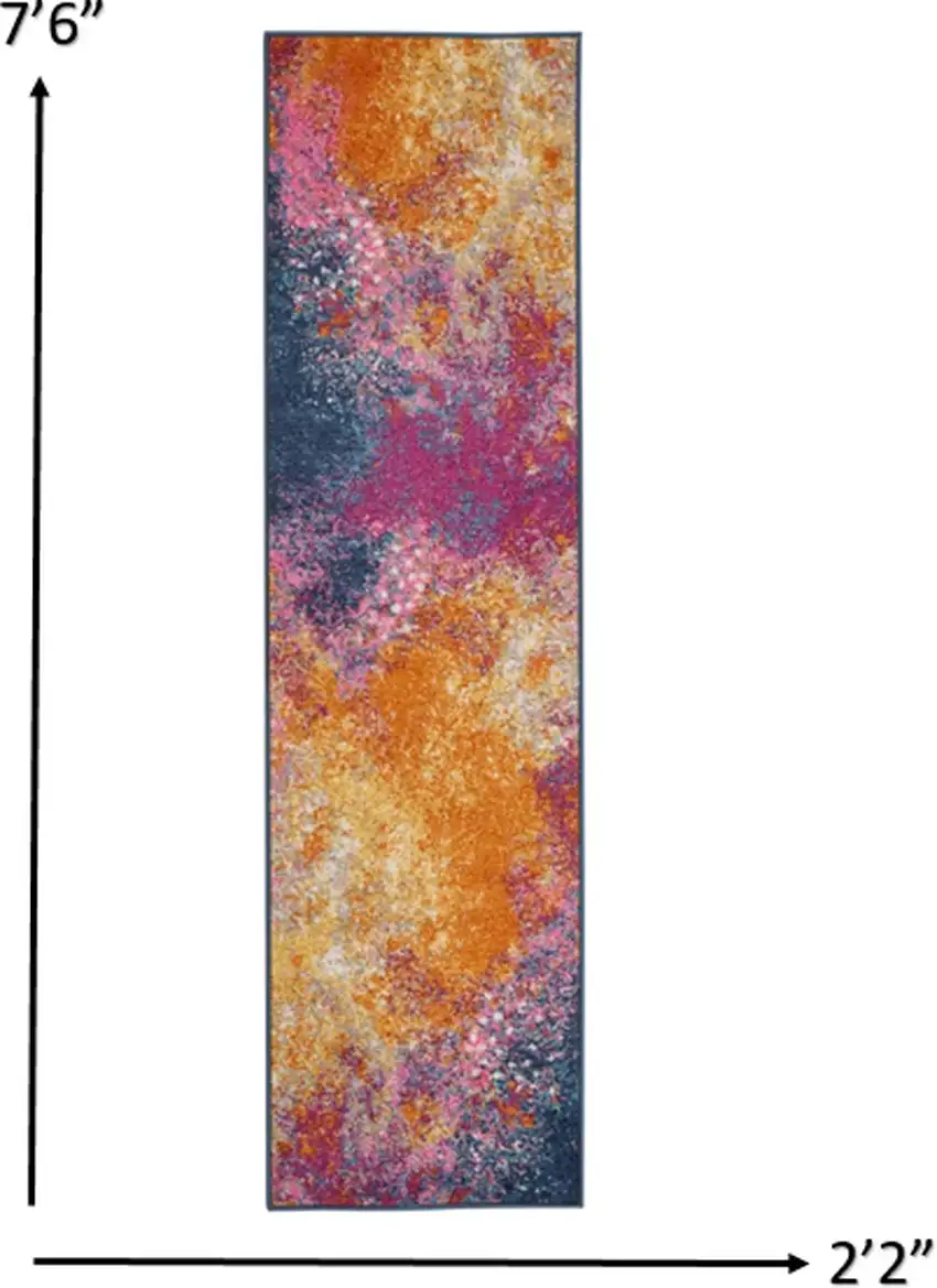 Abstract Brights Sunburst Runner Rug Photo 3