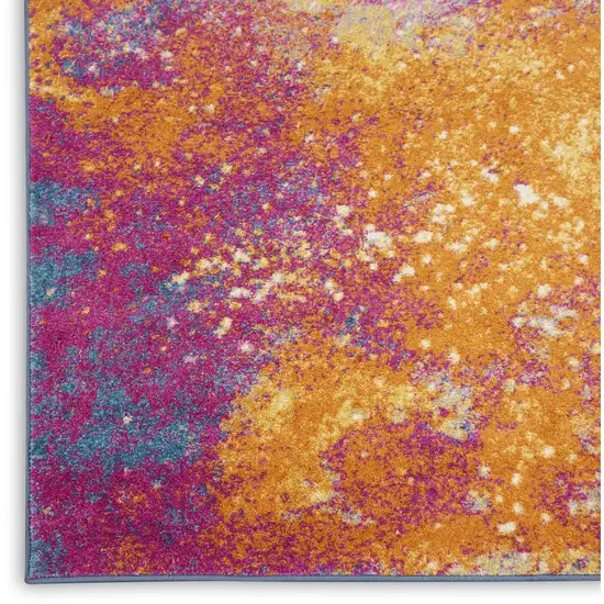 8' Blue And Orange Abstract Runner Rug Photo 6