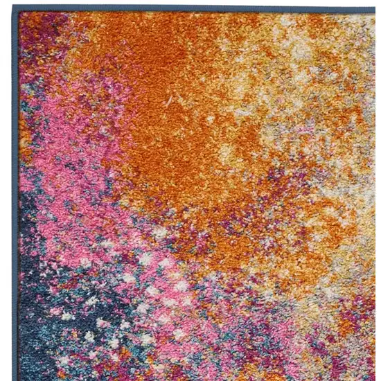 8' Blue And Orange Abstract Runner Rug Photo 4