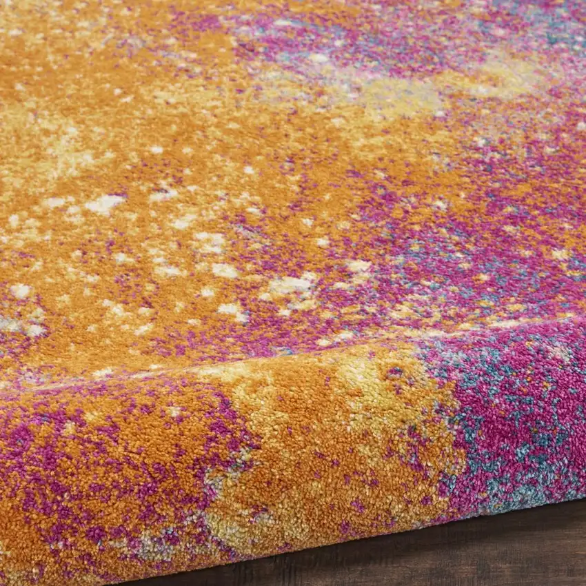 8' Blue And Orange Abstract Runner Rug Photo 9