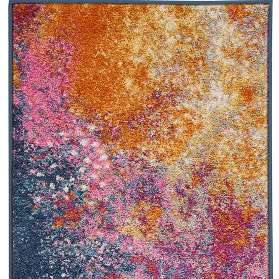 6' Blue And Orange Abstract Runner Rug Photo 5