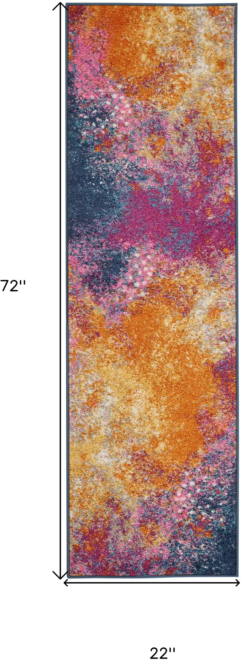 6' Blue And Orange Abstract Runner Rug Photo 9