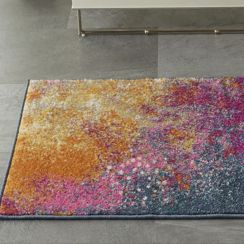 Blue And Orange Abstract Area Rug Photo 8