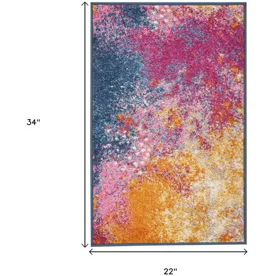 Blue And Orange Abstract Area Rug Photo 9