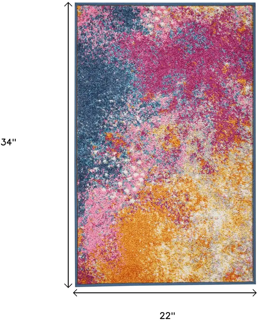 Blue And Orange Abstract Area Rug Photo 9