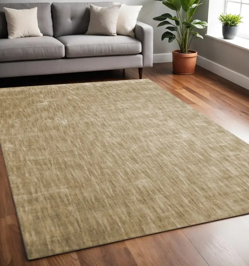 Beige Abstract Hand Woven Stain Resistant Area Rug Photo 1