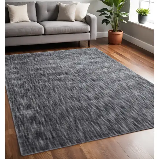 Grey Abstract Handmade Stain Resistant Area Rug Photo 1