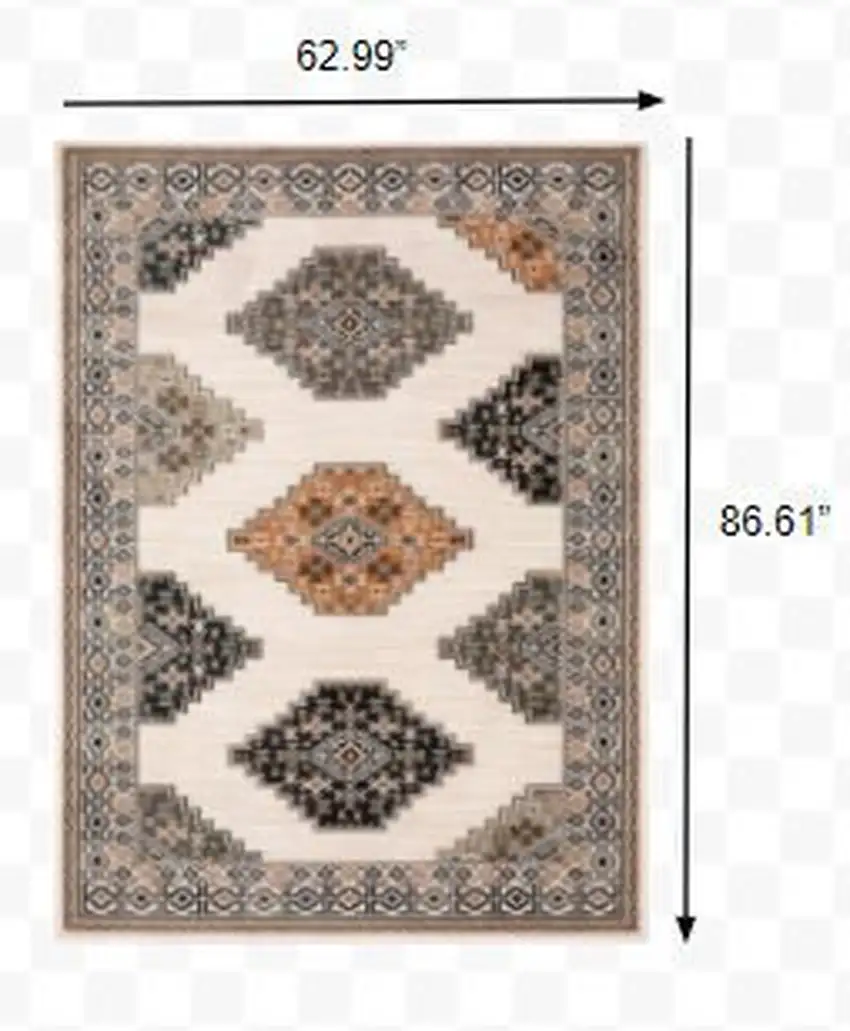 Abstract Ivory and Gray Geometric Indoor Area Rug Photo 3