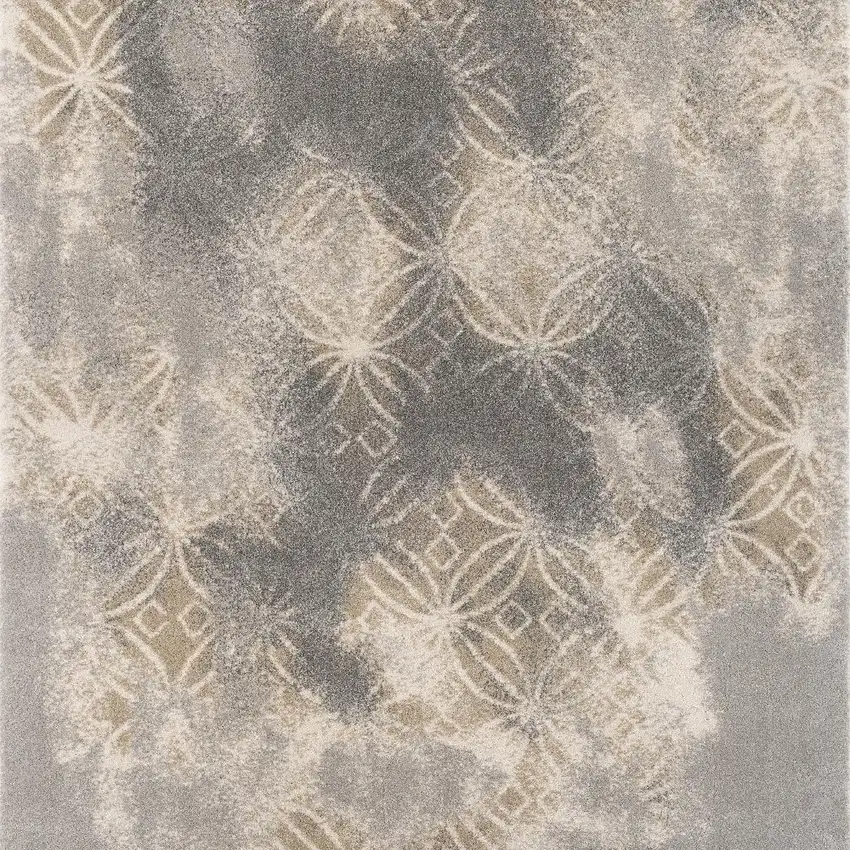 Light Grey Abstract Power Loom Stain Resistant Area Rug Photo 5