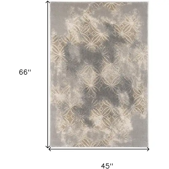 Light Grey Abstract Power Loom Stain Resistant Area Rug Photo 3