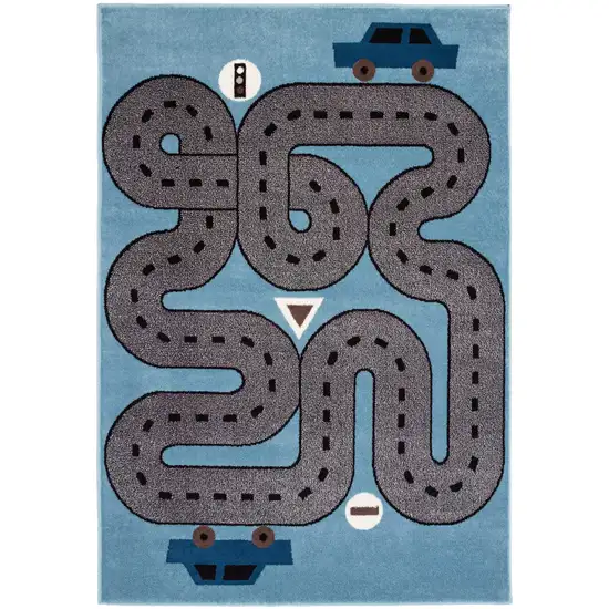 Blue Transportation Youthful Washable Area Rug Photo 2