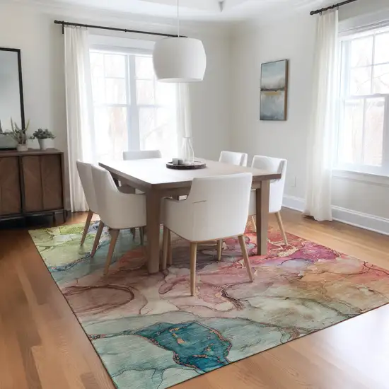 Abstract Washable Non Skid Indoor Outdoor Area Rug Photo 9