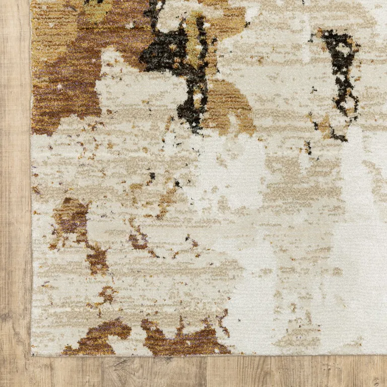 Abstract Weathered Beige and Gray Indoor Area Rug Photo 2
