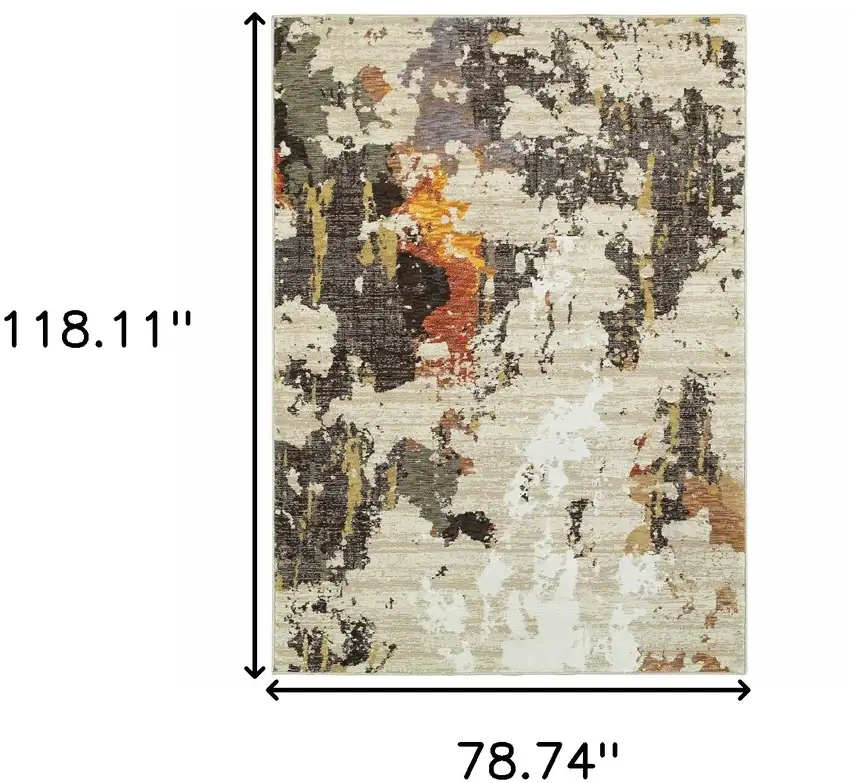 Abstract Weathered Beige and Gray Indoor Area Rug Photo 6