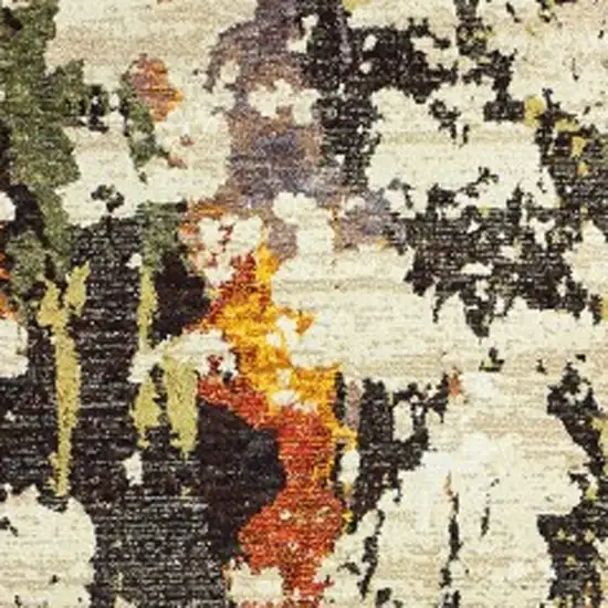 8' Beige And Black Runner Rug Photo 5