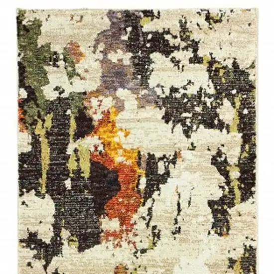 8' Beige And Black Runner Rug Photo 6