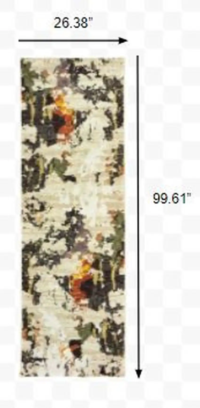 Abstract Weathered Beige and Gray Indoor Runner Rug Photo 3