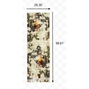 Photo of Abstract Weathered Beige and Gray Indoor Runner Rug