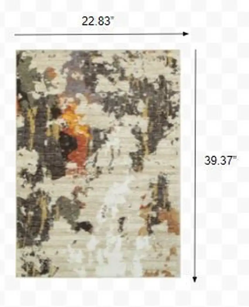Abstract Weathered Beige and Gray Indoor Scatter Rug Photo 3