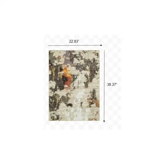 Abstract Weathered Beige and Gray Indoor Scatter Rug Photo 3