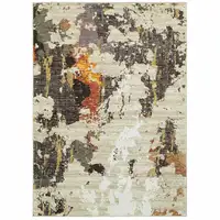 Photo of Abstract Weathered Beige and Gray Indoor Scatter Rug