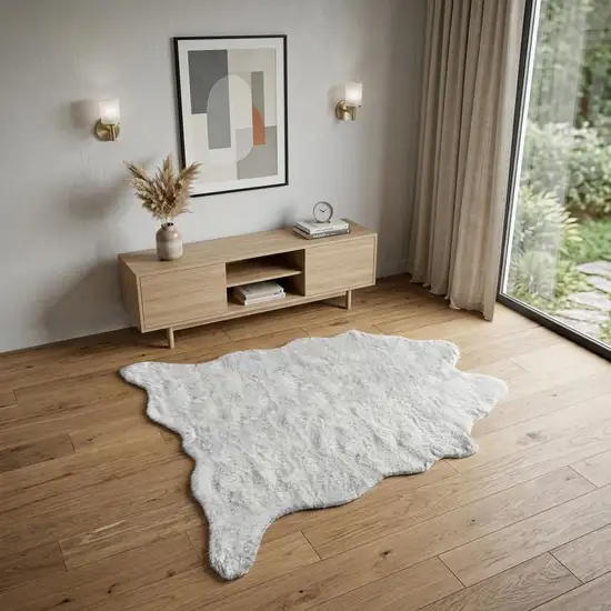 Gray Faux Fur Washable Area Rug Photo 1