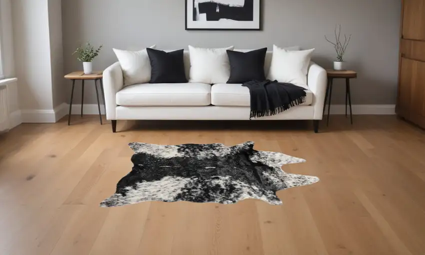 S&P Black White Animal Print Area Rug Photo 1