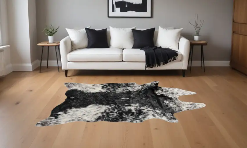 S&P Black White Animal Print Area Rug Photo 1
