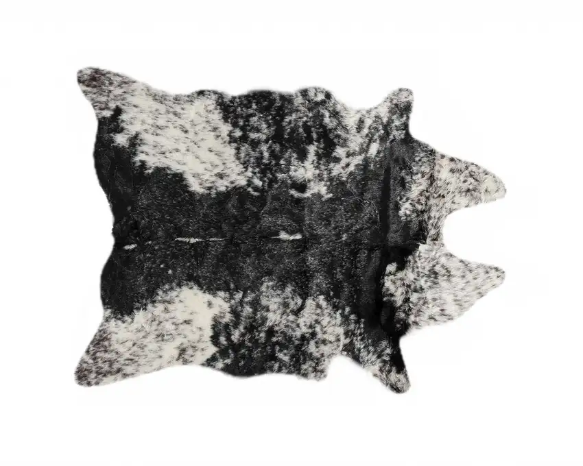 Black And White Faux Fur Animal Print Cowhide Washable Area Rug Photo 2