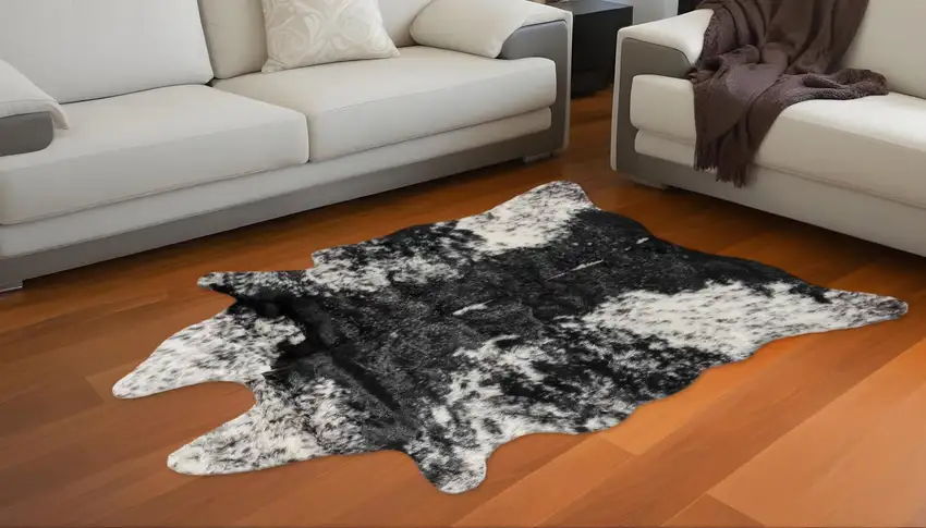S&P Black White Animal Print Area Rug Photo 1